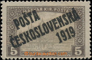 178924 -  Pof.117, Parliament 5 Koruna brown, type I.; hinged, certif