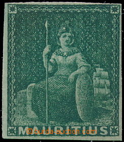 178946 - 1858 SG.27, Britannia 4P green, imperforated with wide margi