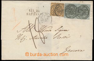 178980 - 1856 folded letter sent from Rome to Genoa, with 3Baj + pair