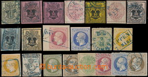 178988 - 1850-64 sestava 21ks známek na kartě A5, obsahuje různé 
