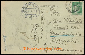 179073 - 1936 FOTBAL / pohlednice (Strasbourg) ze zájezdu čs. fotba