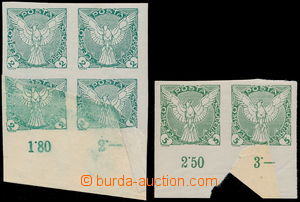 179094 - 1918 Pof.NV1 + NV2 VV, Sokol v letu 2h zelená, dolní 4-blo