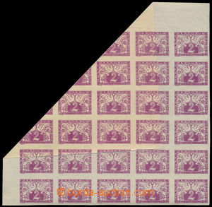 179102 - 1919 Pof.S1, 2h violet, corner blk-of-30 with big folded pap