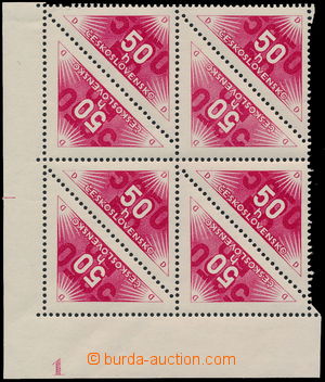 179134 - 1937 Pof.DR2B, 50h red, the bottom corner blk-of-8 with whol