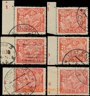 179398 -  Pof.173A, B, 100h red, comp. 6 pcs of used stamp. III. and 