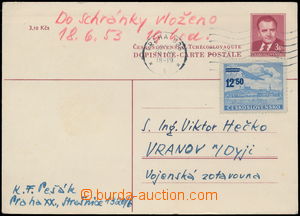 179420 - 1953 dopisnice pro cizinu CDV96, vhozená do poštovní schr