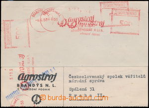 179443 - 1953 card franked 3 print commercial pay machine BRANDÝS n.