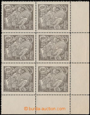 179464 -  Pof.167A, value 400h brown, LR corner blk-of-6, plate 2; su