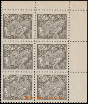 179466 -  Pof.167A, value 400h brown, UR corner blk-of-6, plate 2, up