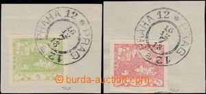 179526 - 1918 Pof.3 + Pof.5, 5h light green and 10h light red, on sma