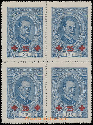 179617 -  Pof.172, T. G. Masaryk 125h blue, as blk-of-4, with joined 