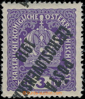 179651 -  Pof.33Pp, Crown 3h violet, shifted inverted overprint; exp.