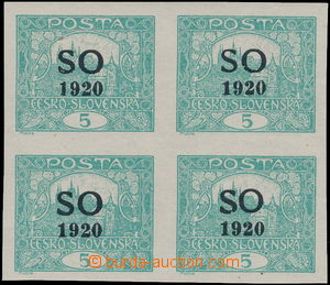 179661 -  Pof.SO3, Hradčany 5h blue-green, block of four, wide margi