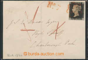 179784 - 1840 dopis s SG.1, Penny Black TD 2, sytě černá, na smute