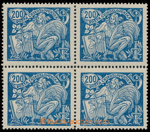 179960 -  Pof.174B, 200h blue, as blk-of-4, comb perforation 13¾
