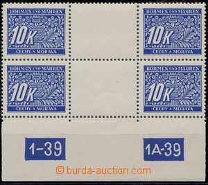 179980 - 1939 Pof.DL13, 10K modrá, 2-zn. trhané meziarší s DČ 1-39 -