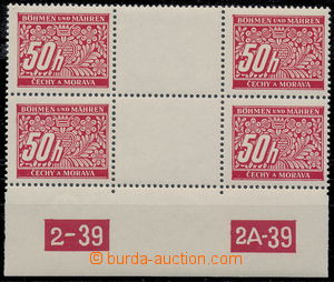 179981 - 1939 Pof.DL6, 50h červená, 2-zn. trhané meziarší s DČ 2-39 -