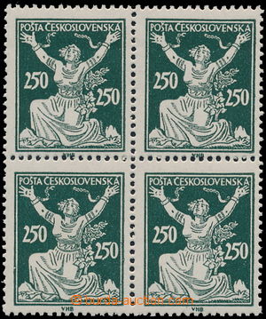 180003 -  Pof.161A, 250h grey-green, block of four, comb perforation 