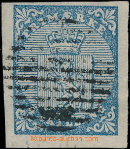 180029 - 1855 Mi.1, Znak 4Sk modrá s celým černým čárkovým raz