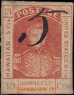 180058 - 1857 Sc.7, Kamehameha III. 13C tmavě červená (Sc.6) s př