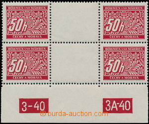 180389 - 1939 Pof.DL6, 50h červená, svislá dvojice trhaných 2-zn.