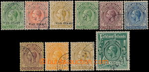 180394 - 1918-1920 SG.70a,71c,72a, 73-80 (bez 74), Jiří V. série W
