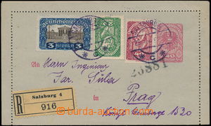 180418 - 1921 letter-card 40h incl. margins sent as Reg to Czechoslov