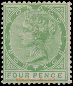 180424 - 1880 SG.10b, Viktorie 4P  žlutozelená, MALFORMED CE (defor