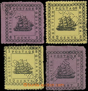 180440 - 1882 SG.162, 164, 165, 165c, provizorní lokální vydání 