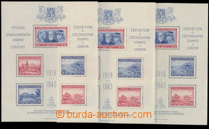 180580 - 1943 AS1, London MS, comp. 3 pcs of, 1x with light print lig