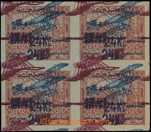 180593 -  PLATE PROOF  overprint trial printing 14CZK in/at brown and