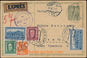 180602 - 1929 CDV37, PC Coat of arms 50h sent as express to Vienna, u