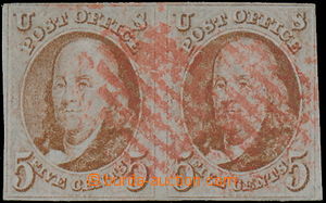 180635 - 1847 Sc.1, 2-páska 5C Franklin červeno-hnědá, červené 