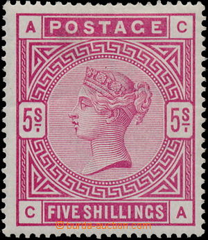 180645 - 1883 SG.181, 5Sh crimson, C-A, white paper, wmk anchor; fold