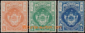 180654 - 1889 SG.49, Znak 5$, 3ks ZT v oranžové, zelené a modré b