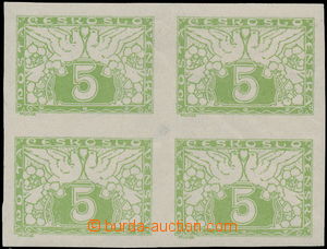 180684 - 1919 Pof.S2N, 5h světle zelená, bílý papír, 4-blok, zk.