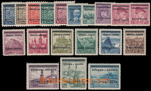 180704 - 1939 Pof.1-19, kompletní přetisková série; hodnota 10Kč