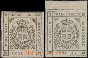 180712 - 1859 GOVERNO PROVVISORIO Sass.13,14, Coat of arms 15C brown 
