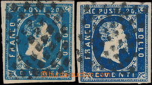 180715 - 1851 Sass.2, 2b, Viktor Emanuel II., 20C modrá a tmavě mod