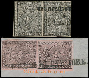 180732 - 1852 Sass.2, 3, Znak, 10C, 15C, dvě 2-pásky na výstřižc