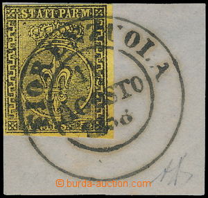 180733 - 1852 Sass.1, Znak, 5Cts černá/žlutá, na luxusním výst