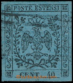 180735 - 1852 Sass.5, Znak 40C světle modrá - celeste, bezvadný ku