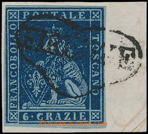 180744 - 1851 Sass.7b, Lev 6Cr indigová na modrém papíru, na výst