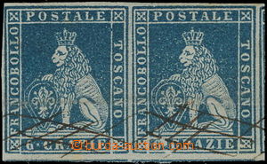 180746 - 1851 Sass.7, Lev 6Cr modrá (ardesia) na šedém papíru, za