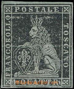 180750 - 1851 Sass.1a, Lev 1Q černá, černá na modrém papíru, ze