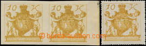 180919 - 1920 Mi.39U, Coat of arms 10Kr imperforated, marginal pair; 