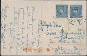 180972 - 1939 postcard to Sudetenland, with 2x Blue Štefánik 60h wi