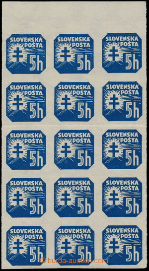 180987 - 1939 Sy.NV11Y, Newspaper stamps 5h blue, blk-of-15 with offs
