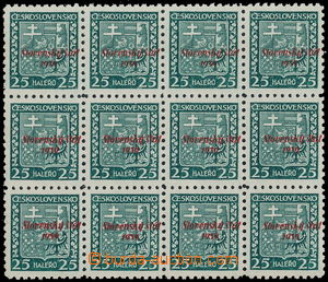 181001 - 1939 Sy.5VPP, Coat of arms 25h green, blk-of-12 with shifted
