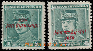 181019 - 1939 Alb.9 Pp, Štefánik 50h green, inverted overprint; exp